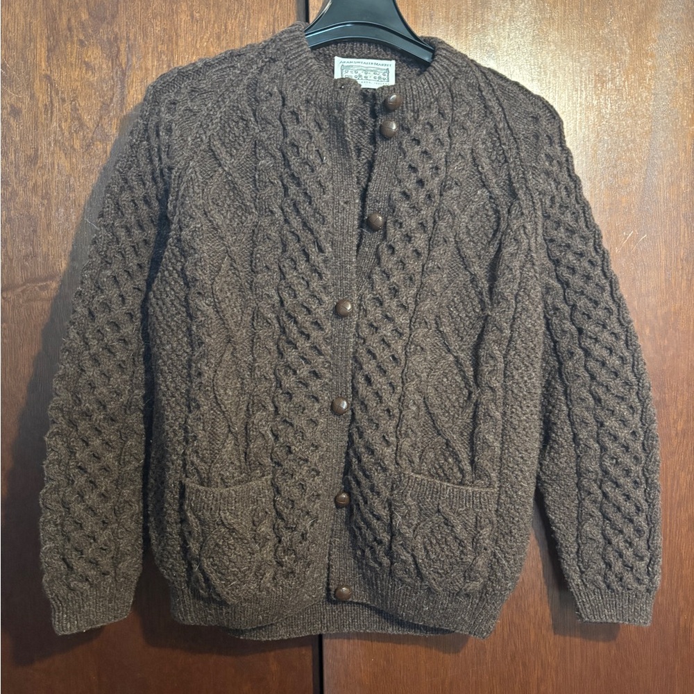 Men's Brown Cable Knit Sweater